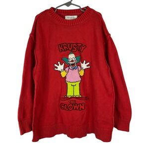 Zara Kids The Simpsons Krusty the Clown Red Knit Sweater Size 9-10 Years 140 CM
